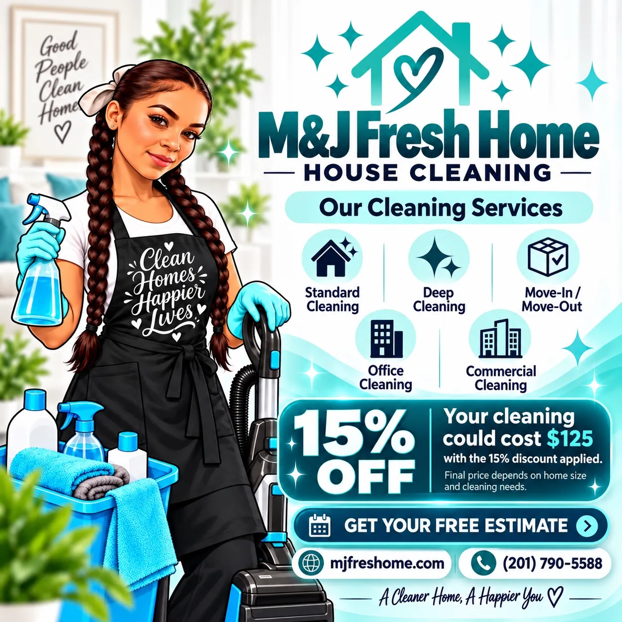 15 percent off first cleaning promotion