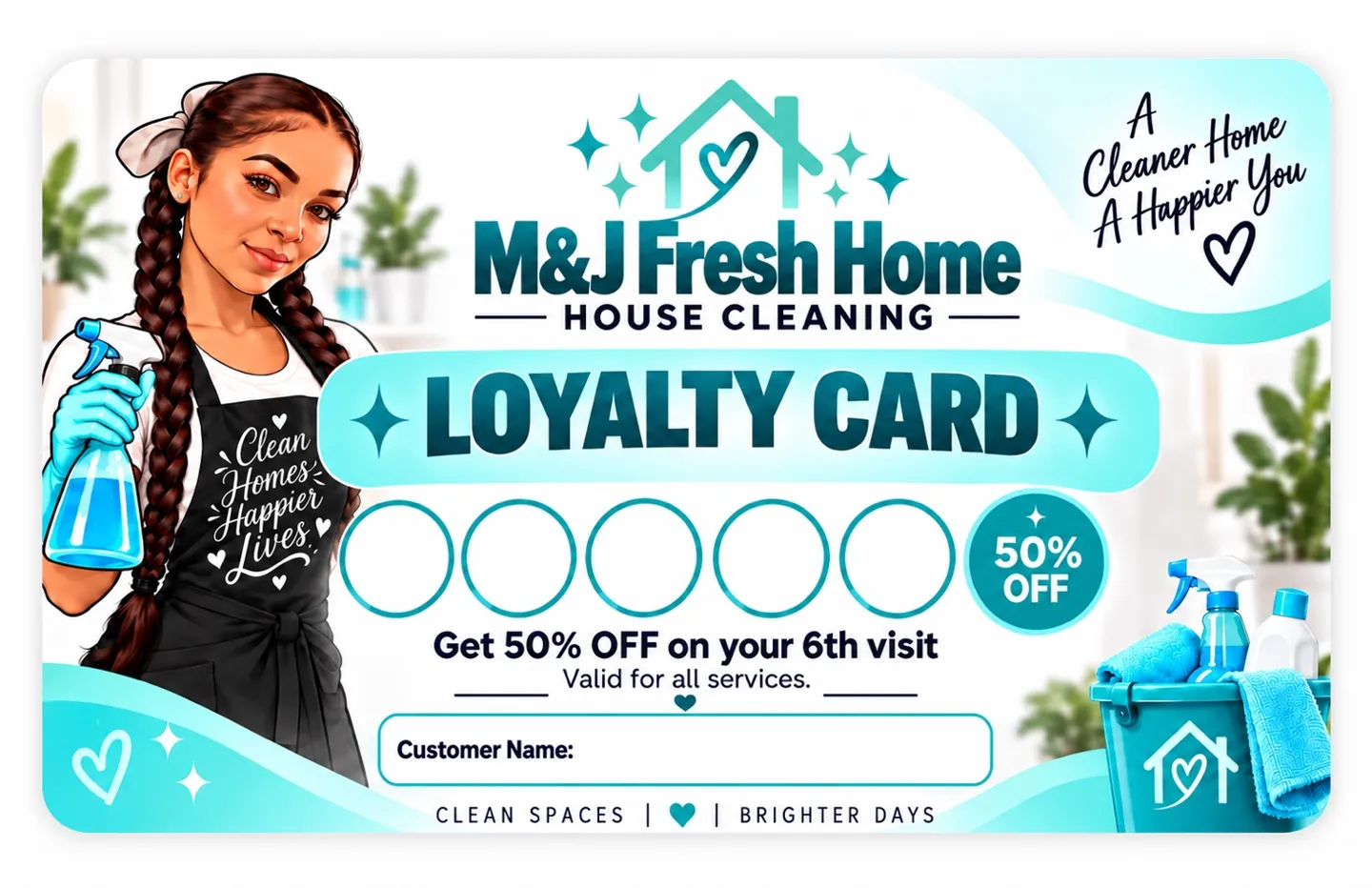 Fresh Home loyalty card with 50 percent off the sixth visit
